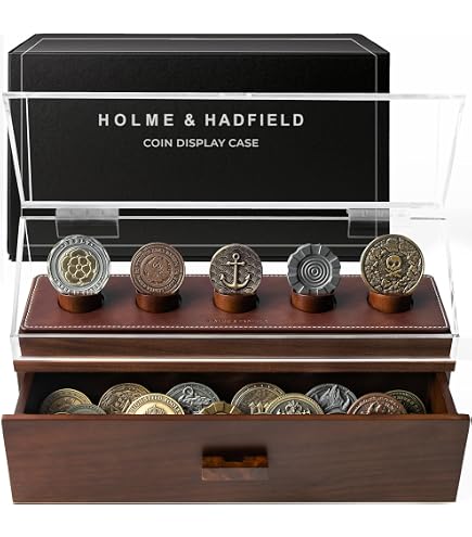 Challenge Münzvitrine Aus Massivem Holz, Militär-Münzhalter, Ständer Mit Schublade, Hält 60 Münzen, 12 Reihen, Münzständer, Displaybox Für Sammler