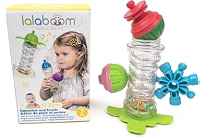 Lalaboom - Bâton de Pluie et Perles de Motricité - Jouet d'Éveil et d'Assemblage - Jeu de Construction Formes et Couleurs - Évolutif de 10 Mois à 4 Ans - 7 Pièces, BL670