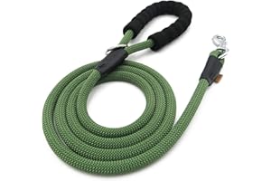 Aiminto Dog Leash, Braided Rope Traction – Walking Training Lead for Medium/Large Dogs ((1/2") - 6FT, Dark Green)