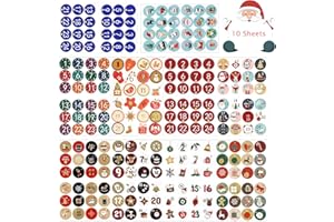 JIASHA Pegatinas de Calendario Navideño, 10x24 Números Pegatinas Navidad, Pegatinas Calendario Adviento, utilizadas para etiquetas, decoración navideña de bricolaje