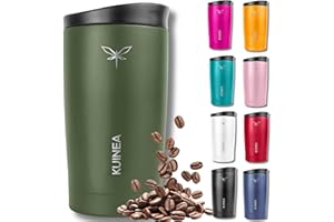 KUINEA Kaffeebecher To Go 350ml [100% auslaufsicher] Edelstahl Thermobecher Kaffee, bis 6h warm, Coffee To Go Becher mit hygienischem Spezial-Verschluss, Travel Mug für Kaffee & Tee, BPA-frei, grün