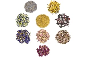 Tasnme Natural Pure Dried Flowers Decoration DIY Soap Candles Resin Jewellery Bath Balls Lavender/Rose/Thousand Days Red/Chamomile/Forget-Me-Not/Roselle/Albizia Flower/Peach Flower/Blue Butterfly