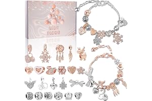 Tutukyle Adventskalender Armband Mädchen, Schmuck Advent 2025. DIY Adventskalender Schmuck mit 2 Armbändern 22 Charm Beads, ADventskalender Charms für Mädchen Weihnachtskalender Weihnachts Geschenk