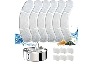 FUKUMARU Filtres Fontaines Chat 12 Pièces, Compatibles avec la Fontaine pour Chiens 7L de FUKUAMRU （6 Filtres à Charbon + 6 Filtres à Éponge）