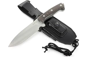 JEO-TEC Nº39: Couteau de Survie Full Tang pour Bushcraft Camping Randonnée Chasse Outdoor, Pleine Soie à Lame Fixe 14,5 cm Inox MOVA-58, Gaine Avec Allume-Feu, Fabriqué en Espagne