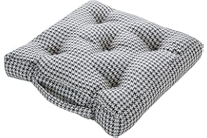 ROSELEY Armchair Booster Cushion Checked Seat Pads Large Sofa Cushions 50cm x 50cm Firm Seat Riser Cushion For Adults 10cm Thick Posture Support Long-lasting Floor Seat [Black Check]