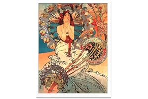 WEE BLUE COO Painting Mucha Nouveau Woman Spring Floral Wall Art Print Mur Encadré Décor 30 x 41 cm