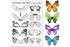 ORIGACH Papillon Silicone Tampon Animal Transparents Scrapbooking Stamp pour Fête Anniversaire Fabrication de Cartes et DIY Scrapbooking Journaling Album Décoration