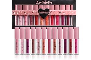 XINYUNXIN 12PCS Lip Gloss Set, Gloss à lèvres hautement pigmenté, velouté et scintillant, Hydratant, longue durée, résistant à l'eau, non collant, Set de maquillage pour femmes (A)