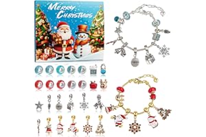 Calendario de adviento de Navidad Pulseras de niñas Kit Kalolary 24 días Calendario de la cuenta regresiva de diatismo Kits de pulseras para mujeres Regalo sorpresa de Navidad Oro y Plata