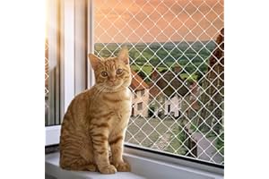 DOINEUFL Katzennetz für Balkon Ohne Bohren, 4x3m Transparent Katzennetz Drahtverstärkt Reißfest und Langlebig, Katzennetz Fenster für Terrasse, Fenster und Türen