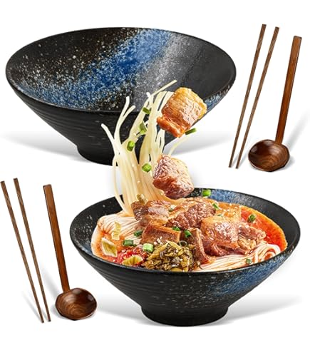 zaqiming Japanse ramenkom 1000 ml zwarte keramische noedels kommen voor