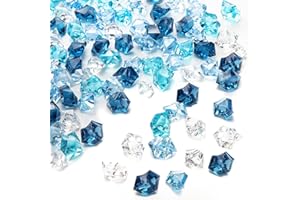 MUYAPAY 150 pcs fausses pierres de glace concassées,bricolage imitation glaçons pierres de cristal acrylique pierres de couleur claire gemmes de cristal de diamant pour le remplissage de vase décoration