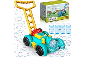 JEDWKFA Lawn Mower Children's Bubble Machine, LED Soap Bubbles Lawn Mower, Bubble Machine for Children's Parties and Birthdays, Lawn Mower with Soap Bubbles for Children from 3 4 5 Years