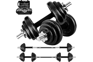 unycos - Mancuernas Ajustables 3 en 1【Discos de Hierro | 15-50 kg】con Barra de Conexión | Pesas para Hombres y Mujeres, Gimnasio en Casa, Fitness | Incluye E-Book y Maletín (Iron Transformer)