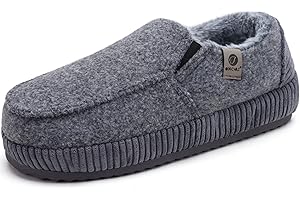 ONCAI Pantofole da Uomo Invernali in Comfort Cotone Strisce feltro, Caldi Chiusi Sul Retro in Velluto a Coste, Yoga Mat Suole in Antiscivolo Gomma Interni ed Esterni Taglia 40-48