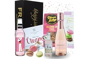 SPARKLING DIRECT Pink Gin & Tonic Gift Set - Mini Prosecco Rose & Chocolate - Luxury Alcohol Hamper for Women, Gin & Prosecco Lovers - Anniversary, Birthday Gifts for Her, Christmas Presents - Best Friend Gift Ideas