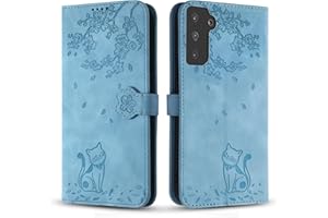 Vaitasy Funda para Samsung Galaxy S22 Plus, Ligera Cuero PU Protectora Cover con Función de Soporte Carcasa para Galaxy S22 Plus - Gato Azul