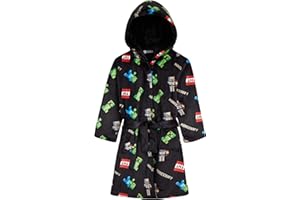 Minecraft Bademantel Kinder Jungen Weicher Fleece Morgenmantel mit Kapuze Badeponcho Creeper Gamer Geschenke für Jungs