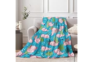 LINGQIANG Axolotl Kinder Decke für Mädchen, 130 x 150 cm Fleece Flauschige Axolotl Kuscheldecke für Jungen Geburtstag Geschenke, Weich Warm Axolotl Wohndecke Sofadecke für Baby Kleinkind Frau Couch Sofa Bett