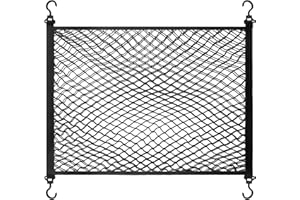 YOFADCI Filet Voiture, Filet Rangement Voiture, Bicouche Filets pour Auto, Taille du 100X60cm, avec 4 Grands Crochets, Extensible à 140X100cm, Convient à la Plupart des Coffres de Voitures