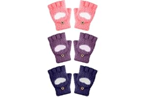 Geyoga 3 Paia Guanti Senza Dita di Cuore Guanti Convertibili con Flip Top