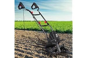 BRAST motobineuse électrique - puissante: 1050W 32 cm Largeur, 22 cm Prof. de Travail - 16 Lames -3 Mod Diff. puiss.- sécure - Rotation: 380 TRS/Min - motoculteur électrique, Filaire