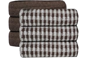 ZZZMRH 100% cotton Brown tea towels pack of 6 Quality tea towels. Soft Kitchen cloth for cleaning and drying dishes, High absorbent Terry tea towels for Kitchen