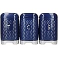 KitchenCraft Lovello Storage Canisters for Tea Coffee and Sugar in Gift Box, Textured Hexagonal Finish, Steel, Midnight Navy