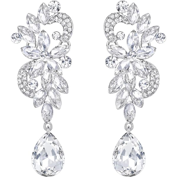 Boucles D'Oreilles Pendentif Goutte D'Eau En Cristal Autrichien Vert - Or, Brillant, Élégant - EVER FAITH - 12