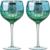 ARTLAND Peacock Gin Glasses, Multi-Colour, 2 Count (Pack of 1)