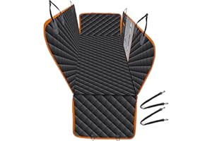 Heatail Protection Voiture Chien Siege Arriere, Housse Voiture Chien Imperméable Résistante Aux Rayures, avec Fenêtres en zippée Maille, pour Voiture SUV, Facile à Nettoyer (Bords Orange)