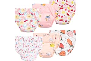 HEEKCAA Culotte Apprentissage propreté Fille Garcon，Lot de 6 Coton rembourrées pour bébé propreté Enfant Doux Lavable, 2-6 Ans