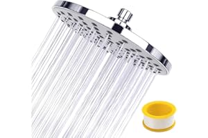 CYILIUEN Swivel Spray Angle Overhead Shower Head 8 Inch Standard 1/2" BSPT Connection Rainfall Showerhead Chrome Look