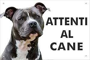 pubblimania AMSTAFF Cartello Attenti al Cane in Alluminio composito per esterno - interno, spessore 3mm (Amstaff Grigio Cm 20x30)