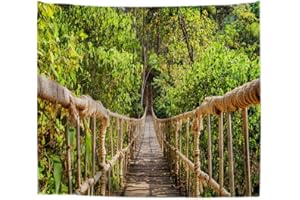A.Monamour Arazzo da Parete Grande Mandala Ponte Sospeso in Corda Passerella nel Verde della Foresta Boschi Alberi Natura Scenario Telo Tessuto Tenda Tovaglia Copriletto Arazzi Murale Decorazione