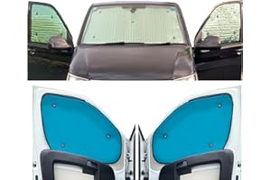 COVPROTEC Thermo-Jalousien Kombatibel Mit Ford Tourneo Custom (2012-Date)(Komplettset LWB + Heckklappe) Rückenfarbe in Aqua, Reversibel und Thermisch