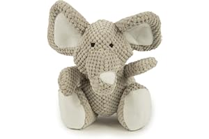goDog Checkers Elephant Squeaky Plush Dog Toy, Chew Guard Technology - Gray, Large