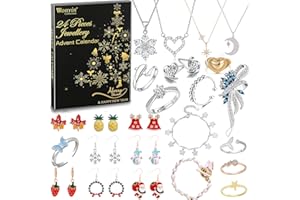 WONVIN COLLECTION Jewellery Advent Calendar 2024 for Women, Fashion Bracelet Necklace Ring Earrings Countdown 24 Days to Christmas Calendar, Gifts for Women Wife Daughter Girls Mom (C)