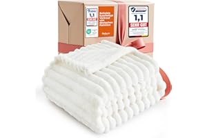 ‎BEDSURE BEDSURE Kuscheldecke - Wolldecke & Fleecedecke, Sofadecke, Weiche Warme Grobe Korddecke für Zimmer Deko, Wohn- & Kuscheldecken, Tagesdecke, Wollweiß, 150 x 200 cm