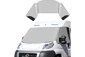CISSIYOG Motorhome Windscreen Cover Compatible with Fiat Ducato, for Peugeot Boxer, for Ci-troen Relay X250/290 (2006-2025), Insulation Blind Windscreen Cover with Storage Bag,All Season Protection