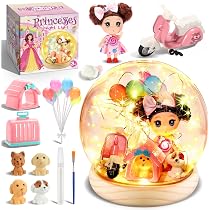 HappyGoLucky Veilleuse Princesse DIY – Coffret Lampe De Chambre Avec Base Bois Et 15+ Accessoires