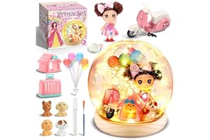 HappyGoLucky kit Luce Notturna Fai Da Te Princess - Giochi & Regalo Bambina 3-12 Anni - Base in legno, con Oltre 15 Accessori, Lampada Creativa per Camera da Letto - Regalo Natale per Bambini