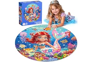 PPOTYO 72 Pieces Mermaid Shimmery Floor Jigsaw Puzzle for Kids Preschool Educational Learning Toys Birthday Gifts for Ages 4-6 3-5 Girls (Mermaid, One Size)