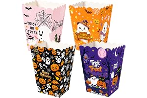 HOMAVEL 16 st Halloween-popcornlådor i 4-pack, popcorn påsar av papper
