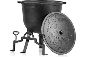 BBQ-Toro Wizard - Bollitore magico, 10 litri, in ghisa, 3 gambe, coperchio, staffa e viti di bloccaggio