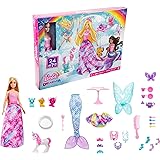 Barbie HGM66 Bajkowy Kalendarz Adwentowy Dreamtopia z Lalką Barbie i 24 Niespodziankami, w Tym Bajkowe Stroje, Zwierzęta i Do