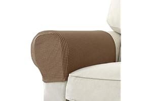 GEOCANG Armchair cover, Set of 2 non-slip armchair, sofa armrest protector, for furniture protector (Dark coffee)