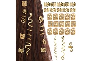 DAWRIS Dreadlock Schmuck Haarspiralen Clips, Haar Geflecht Ringe Perlen Manschetten Haarschmuck Dread Lock Verstellbar Metall Dreadlocks Haarschmuck Braids Haar Dreadlocks Zubehör Für Frauen Männer