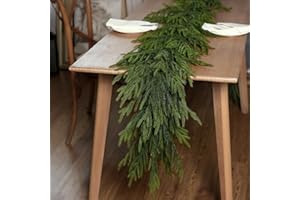 YXZZWL Prawdziwa w dotyku girlanda sosnowa Norfolk, zielona, sztuczna girlanda bożonarodzeniowa, sztuczna zieleń, girlanda, na wakacje, kominek, okno, do wewnątrz, na zewnątrz, dekoracja (2 szt.)